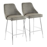  LumiSoure Marcel Counter Stool - Set of 2 - CHROME; GREY PU 