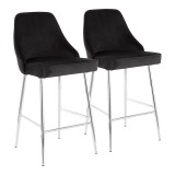  LumiSoure Marcel Counter Stool - Set of 2 - CHROME; BLACK VELVET