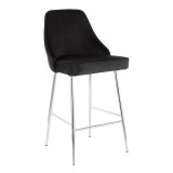  LumiSoure Marcel Counter Stool - Set of 2 - CHROME; BLACK VELVET - Perspective