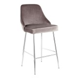 LumiSoure Marcel Counter Stool - Set of 2 - CHROME; SILVER VELVET - Perspective
