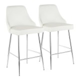  LumiSoure Marcel Counter Stool - Set of 2 - CHROME; WHITE VELVET