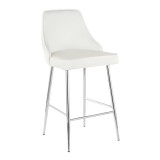  LumiSoure Marcel Counter Stool - Set of 2 - CHROME; WHITE VELVET - Perspective