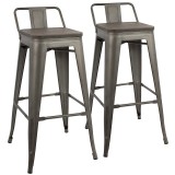 LumiSource Oregon Low Back Barstool - Set of 2 - ANTIQUE; ESPRESSO