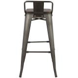 LumiSource Oregon Low Back Barstool - Set of 2 - ANTIQUE; ESPRESSO - Rear