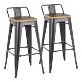 LumiSource Oregon Low Back Barstool - Set of 2 - GREY; BROWN