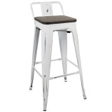 LumiSource Oregon Low Back Barstool - Set of 2 - WHITE; ESPRESSO - Perspective