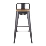 LumiSource Oregon Low Back Barstool - Set of 2 - GREY; BROWN - Front