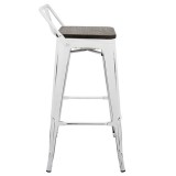LumiSource Oregon Low Back Barstool - Set of 2 - WHITE; ESPRESSO - Side