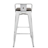 LumiSource Oregon Low Back Barstool - Set of 2 - WHITE; ESPRESSO - Rear