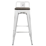 LumiSource Oregon Low Back Barstool - Set of 2 - WHITE; ESPRESSO - Front