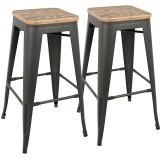 LumiSource Oregon Barstool - Set of 2 - BROWN