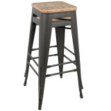 LumiSource Oregon Barstool - Set of 2 - BROWN - Stack