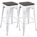 LumiSource Oregon Barstool - Set of 2 - WHITE