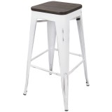 LumiSource Oregon Barstool - Set of 2 - WHITE - Perspective
