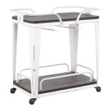 LumiSource Oregon Bar Cart - Vintage White + Espresso