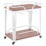 LumiSource Oregon Bar Cart - Vintage White + Brown