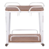 LumiSource Oregon Bar Cart - Vintage White + Brown