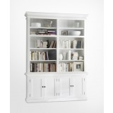 Nova Solo HALIFAX Twin Tower Hutch Bookcase w/ 10 open shelves & 2 double doors - Gray Background