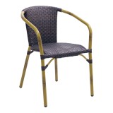 Hand Painted Aluminum Arm Chair W/ PE Weave And Binding Back And Seat - CAFE A - Safari