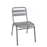 Capri Stacking Side Chair - Powder Coated Aluminum - Bronze/Soft Gray