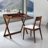 Capri Dining Chair In Solid Walnut And White 
