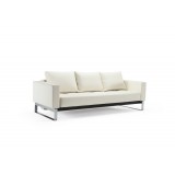 Cassius Quilt Deluxe Sofa With Chrome Legs And White Leather Look  - Front Angled
