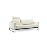 Cassius Quilt Deluxe Sofa With Chrome Legs And White Leather Look  Fabric - Front Angled