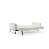 Cassius Quilt Deluxe Sofa With Chrome Legs And White Leather Look  Fabric - Front Angled - Back
