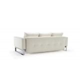 Cassius Quilt Deluxe Sofa With Chrome Legs And White Leather Look  Fabric - Back Angled