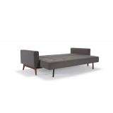 Cassius Quilt Deluxe Sofa With Dark Wood Legs And Coastal Seal Grey Fabric and Dark Wood Legs - Angled and Folded