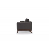 Cassius Quilt Deluxe Sofa With Dark Wood Legs And Coastal Seal Grey Fabric and Dark Wood Legs - Side
