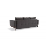 Cassius Quilt Deluxe Sofa With Dark Wood Legs And Coastal Seal Grey Fabric and Dark Wood Legs - Back Angled