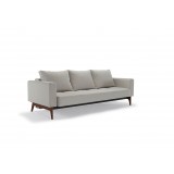 Cassius Quilt Deluxe Sofa With Dark Wood Legs And Mixed Dance Natural Fabric and Dark Wood Legs - Angled