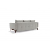 Cassius Quilt Deluxe Sofa With Dark Wood Legs And Mixed Dance Natural Fabric and Dark Wood Legs - Back Angled