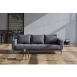 Cassius Quilt Deluxe Sofa With Dark Wood Legs And Coastal Seal Grey Fabric and Dark Wood Legs - Front