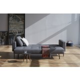 Cassius Quilt Deluxe Sofa With Dark Wood Legs And Coastal Seal Grey Fabric and Dark Wood Legs - Folded