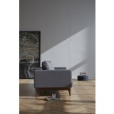 Cassius Quilt Deluxe Sofa With Dark Wood Legs And Coastal Seal Grey Fabric and Dark Wood Legs - Side