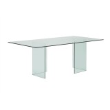 Casabianca MIAMI Collection Clear Glass Dining Table - Angled