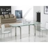 FROSTY Extendable Chrome / Clear & Frosted Glass Dining Table