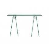 JETTA High Gloss White Lacquer w 1/2 Clear Glass Console Table