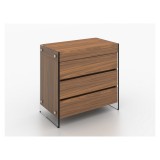Casabianca IL VETRO Dresser In Walnut Veneer With Glass - Angled