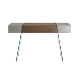 Casabianca IL VETRO CABANA Console Table - Front - High Gloss Taupe Lacquer And Walnut Veneer 