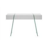 Casabianca IL VETRO CABANA Console Table - Front - High Gloss White Lacquer With Clear Glass
