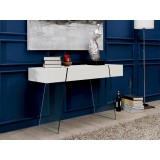 Casabianca IL VETRO CABANA Console Table - Lifestyle - High Gloss White Lacquer With Clear Glass