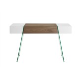Casabianca IL VETRO CABANA Console Table - Front - High Gloss White Lacquer And Walnut Veneer
