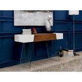 Casabianca IL VETRO CABANA Console Table - Lifestyle - High Gloss White Lacquer And Walnut Veneer