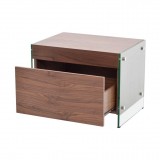 IL VETRO Collection Walnut Veneer Nightstand / End Table - Drawer 