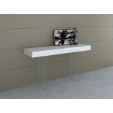 Casabianca IL VETRO Il Vetro Console Table In High Gloss White Lacquer With Clear Glass - Lifestyle 2