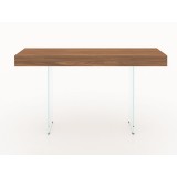 Casabianca IL VETRO Il Vetro Console Table In High Walnut Veneer With Clear Glass - Front