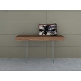 Casabianca IL VETRO Il Vetro Console Table In High Walnut Veneer With Clear Glass - Lifestyle Front